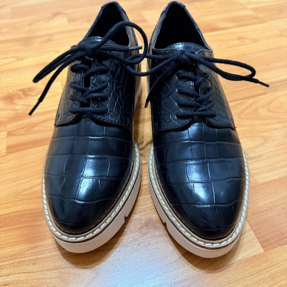 Steve Madden Black Croc Embossed Wrenley Flatform Shoe Size 9.5 - Picture 3 of 7